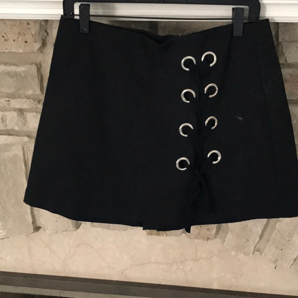 Black Skort with Lace-Up Detail